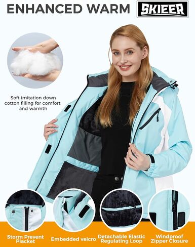 Skieer Women's Ski Jacket Waterproof jacket Warm Winter Coat Hooded Snowboarding Raincoats in Saudi Arabia