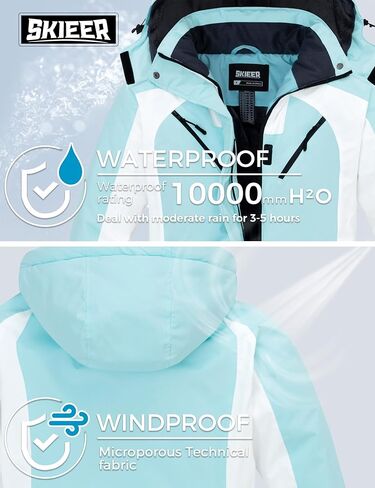Skieer Women's Ski Jacket Waterproof jacket Warm Winter Coat Hooded Snowboarding Raincoats in Saudi Arabia