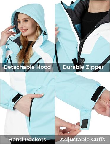 Skieer Women's Ski Jacket Waterproof jacket Warm Winter Coat Hooded Snowboarding Raincoats in Saudi Arabia