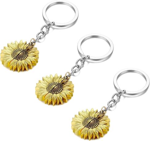 Moonffay Sunflower Keychain You Are My Sunshine Engraved Key Chain Open Locket Inspirational Portable Keyring for Women Girls in Saudi Arabia