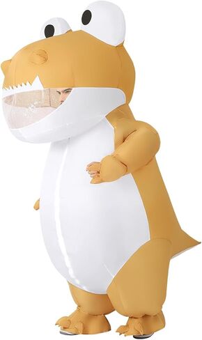 COMIN Inflatable Dinosaur Costume for Adults Blow Up Costume Dino Inflatable Costume Brown Full Body for Halloween Party in Kuwait
