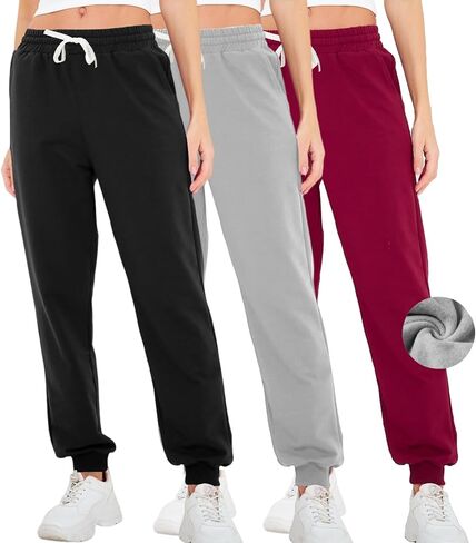 TUVEKE المرأة الصوف الركض Sweatpants صالة المرأة عالية الخصر السراويل الترنك مع جيوب الرباط الضلع Cinch القاع in Kuwait