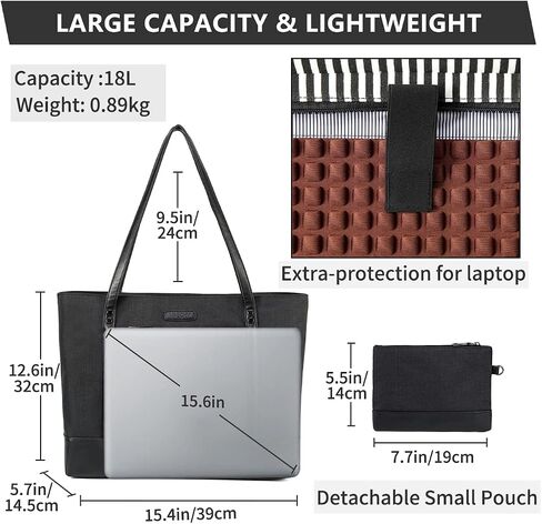 VASCHY Laptop Tote Bag for Women, Large 15.6inch Computer Teacher Bag Purse Briefcase for Travel,Work,Business,Office in Kuwait