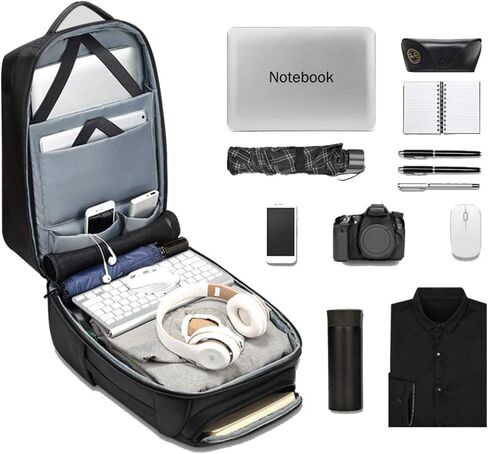 شنطة ظهر للاب توب للرجال متعددة الوظائف مقاس 15.6 انش مع منفذ شحن USB، شنطة سفر مقاومة للماء in Kuwait