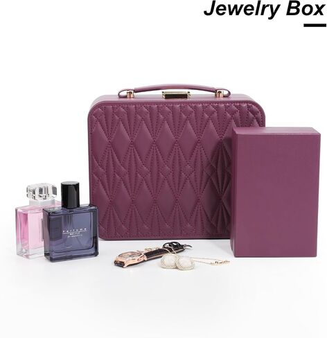 V-LAFUY Travel Jewelry Case Large, Jewelry Box Large Jewelry Travel Organizer Jewelry Case with Handle, Best Gift for women Girls, Grey in Kuwait