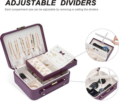 V-LAFUY Travel Jewelry Case Large, Jewelry Box Large Jewelry Travel Organizer Jewelry Case with Handle, Best Gift for women Girls, Grey in Kuwait