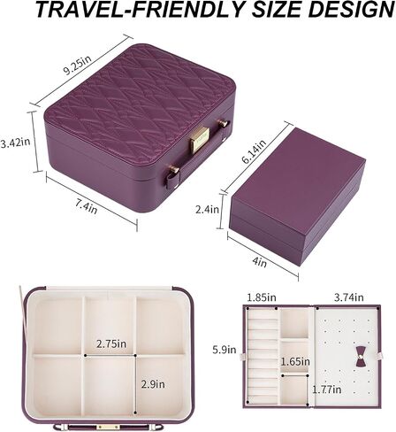 V-LAFUY Travel Jewelry Case Large, Jewelry Box Large Jewelry Travel Organizer Jewelry Case with Handle, Best Gift for women Girls, Grey in Kuwait