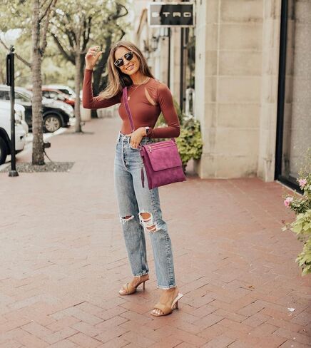 Roulens Crossbody Bag for Women, Leather Crossbody Purse Lightweight Medium Double Compartment Shoulder Bag with Tassel in Kuwait