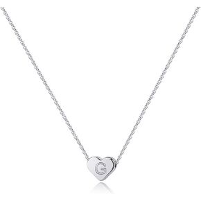 Turandoss Heart Initial Necklaces for Women Girls, 14K White Gold Filled Heart Pendant Letter Alphabet Necklace Initial Necklaces Jewelry for Girls Heart Letter Initial Necklace Gifts for Teen Girls