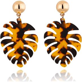Acrylic Earrings For Women Girls Statement Palm Leaf Earrings Resin monstera Drop Dangle Earrings Fashion Jewelry