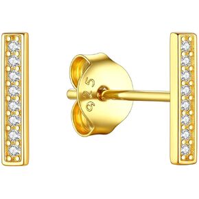 Suplight 925 Sterling Silver Stud Earrings for Women, Moon Star/Heart Shaped/Lightning Flas/Bar Stud Earrings with Cubic Zirconia Jewelry for Women Girls Men (with Gift Box)