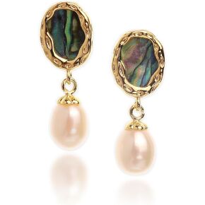 Sonateomber Freshwater Pearl Natural Shell Drop Dangle Earrings for Women Girls  – Cute Gold Pearls Earrings Dangling Prom Wedding Holiday Fashion Jewelry Gift in Saudi Arabia
