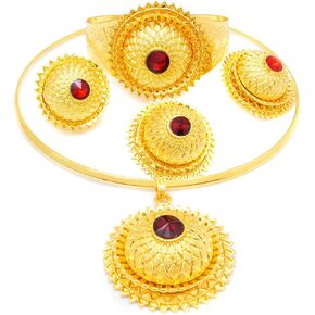 مجوهرات افريقية للنساء مطلية بالذهب عيار 24 قيراط من الذهب الاثيوبي هابيشا دبي، مجموعة مجوهرات تقليدية للعقود والاقراط والاساور الحلقية للعروس ووصيفات العروس وحفلات الزفاف والحفلات الراقصة، مطلية in Kuwait