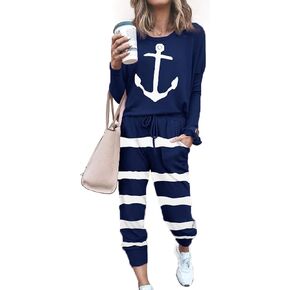ACOSAP Women Casual Outfit Solid 2 Piece Outfit Long Sleeve Crewneck Pullover Tops and Long Pants Sweatsuits Tracksuits