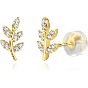 Me&Hz 14K Gold Plated Stud Earrings for Women Girls Cute CZ Heart Lightning Blot Leaf Small Gold Stud Earrings Cartilage Earring Birthday Halloween Christmas Gift in Kuwait