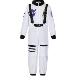 Dormstop Astronaut Costume for Kid Boy NASA Space Jumpsuit Space Outfit Pretend Dress up 3-12Years