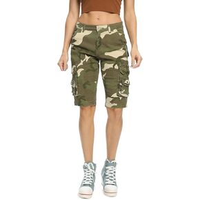 Mesinsefra Women's Casual Cargo Shorts,Bermuda Cotton Relaxed Fit Casual Multi-Pocket