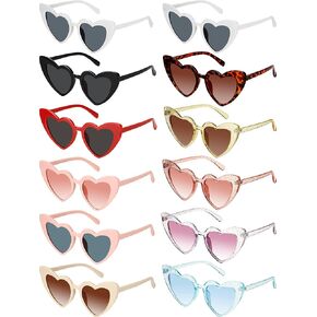 Flutesan 12 Pack Bachelorette Sunglasses Bride Bridesmaid Sunglasses Heart Shaped Sunglasses Women Eyeglasses for Party