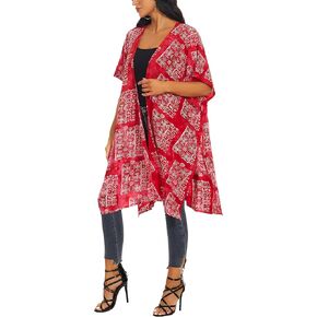Beautybatik Women Hippie Gypsy Hand Batik Kimono Cardigan Shawl Wrap Swimsuit Cover Up Jacket One Size in Kuwait