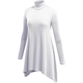 بلوزة نسائية من Lock and Love بأكمام طويلة وياقة مدورة غير متماثلة - صُنعت في الولايات المتحدة الأمريكية in Kuwait