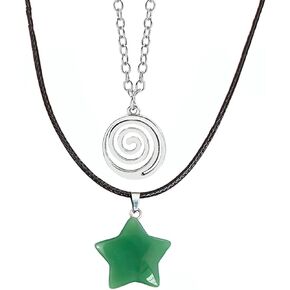 Pingyongchang Natural Star Shape Stone Choker Necklace Gothic Y2K Swirl Pendant Necklace Crystal Cute Star Charms Pendant Choker Necklaces for Women Girl Party Gifts Jewelry