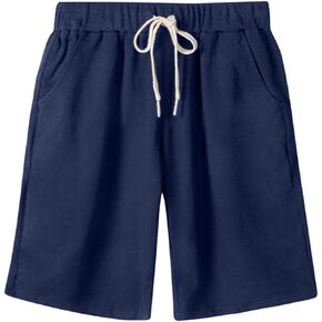 HOW'ON Women's Soft Knit Elastic Waist Jersey Casual Bermuda Shorts with Drawstring