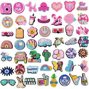 JXMADUK 30 50 Pack Flower Shoe Decorations Charms for Clog Accessories Pins for Girls Women Cute Preppy Hippie Horse Pink Peace Butterfly Cowgirl VSCO Shoe Charms Party Favors in Saudi Arabia