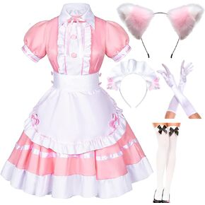 Elibelle Japanese Anime sissy maid dress Cosplay Sweet Classic Lolita Fancy Apron with socks gloves set
