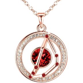 Leafael "Superstar Zodiac Constellation Pendant Necklace Made with Premium Crystal Horoscope Jewelry, Gold or Rose Gold Plated, 18"+ 2" in Kuwait
