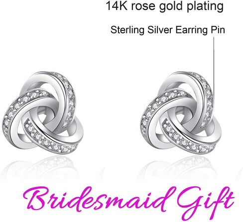 Bridesmaids Earrings Set Bridesmaid Proposal Gifts I Couldn't Tie The Knot Without You Wedding Jewelry Bridesmaids Gifts Love Knot Earrings Set of 4/6 in Kuwait