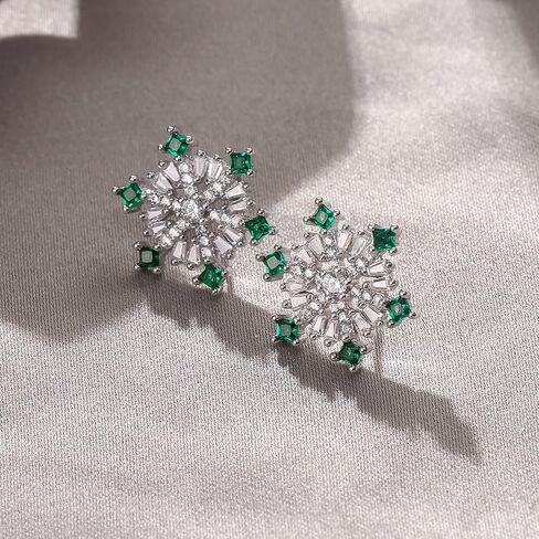 EVER FAITH 925 Sterling Silver Cubic Zirconia Winter Snowflake Flower Elegant Stud Earrings in Kuwait