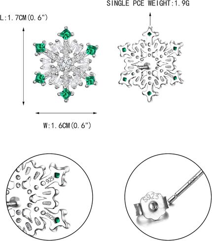 EVER FAITH 925 Sterling Silver Cubic Zirconia Winter Snowflake Flower Elegant Stud Earrings in Kuwait