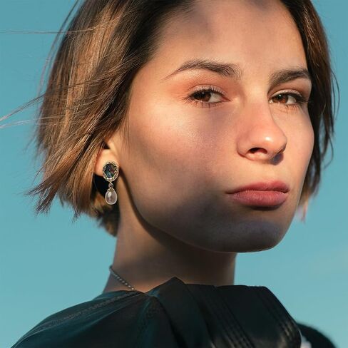 Sonateomber Freshwater Pearl Natural Shell Drop Dangle Earrings for Women Girls  – Cute Gold Pearls Earrings Dangling Prom Wedding Holiday Fashion Jewelry Gift in Saudi Arabia