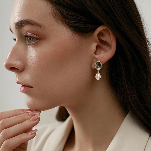 Sonateomber Freshwater Pearl Natural Shell Drop Dangle Earrings for Women Girls  – Cute Gold Pearls Earrings Dangling Prom Wedding Holiday Fashion Jewelry Gift in Saudi Arabia