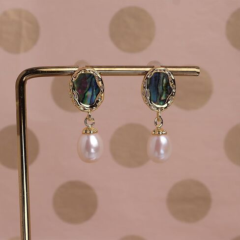 Sonateomber Freshwater Pearl Natural Shell Drop Dangle Earrings for Women Girls  – Cute Gold Pearls Earrings Dangling Prom Wedding Holiday Fashion Jewelry Gift in Saudi Arabia
