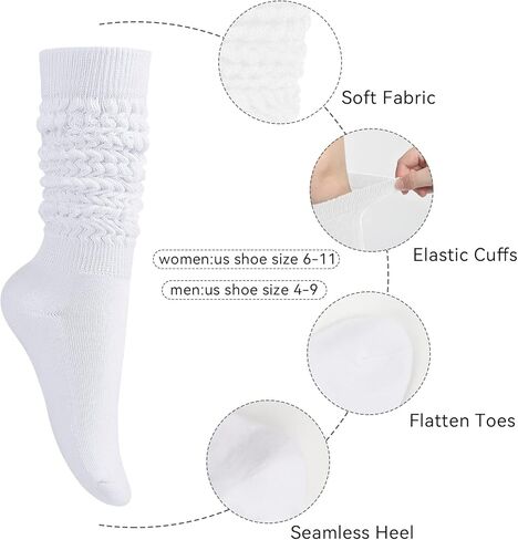 جوارب KEREDA Slouch للنساء جوارب طويلة للغاية بطول الركبة 4 أزواج مقاس 6-11 in Kuwait