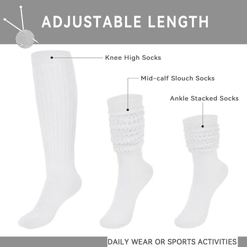 جوارب KEREDA Slouch للنساء جوارب طويلة للغاية بطول الركبة 4 أزواج مقاس 6-11 in Kuwait