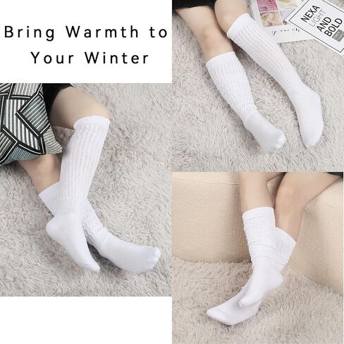 جوارب KEREDA Slouch للنساء جوارب طويلة للغاية بطول الركبة 4 أزواج مقاس 6-11 in Kuwait