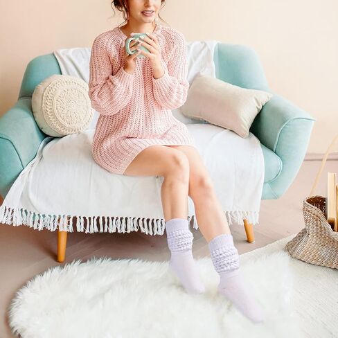 جوارب KEREDA Slouch للنساء جوارب طويلة للغاية بطول الركبة 4 أزواج مقاس 6-11 in Kuwait