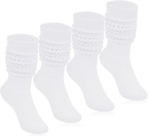 جوارب KEREDA Slouch للنساء جوارب طويلة للغاية بطول الركبة 4 أزواج مقاس 6-11 in Kuwait