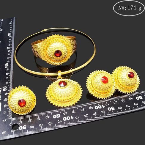 مجوهرات افريقية للنساء مطلية بالذهب عيار 24 قيراط من الذهب الاثيوبي هابيشا دبي، مجموعة مجوهرات تقليدية للعقود والاقراط والاساور الحلقية للعروس ووصيفات العروس وحفلات الزفاف والحفلات الراقصة، مطلية in Kuwait