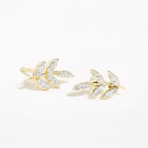 Me&Hz 14K Gold Plated Stud Earrings for Women Girls Cute CZ Heart Lightning Blot Leaf Small Gold Stud Earrings Cartilage Earring Birthday Halloween Christmas Gift in Kuwait