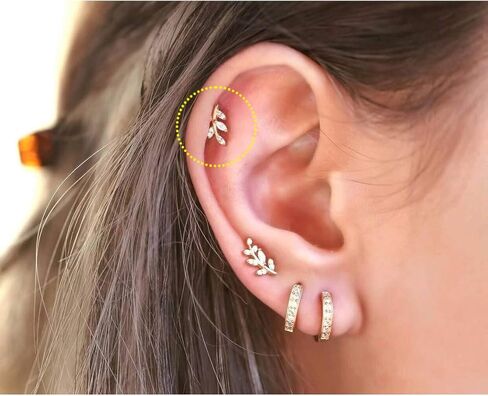 Me&Hz 14K Gold Plated Stud Earrings for Women Girls Cute CZ Heart Lightning Blot Leaf Small Gold Stud Earrings Cartilage Earring Birthday Halloween Christmas Gift in Kuwait