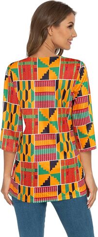 قميص نسائي مطبوع من Afibi الأفريقية Dashiki 3/4 كم بوهو فضفاض in Saudi Arabia