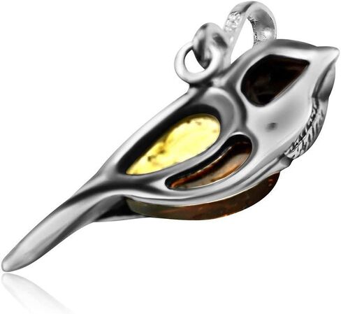Ian and Valeri Co. Multicolor Amber Sterling Silver Sparrow Bird Pendant Necklace Chain 18 Inches in Saudi Arabia