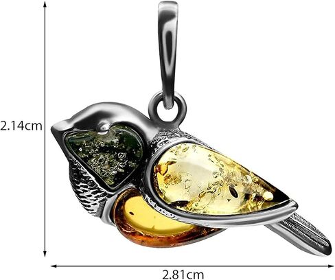 Ian and Valeri Co. Multicolor Amber Sterling Silver Sparrow Bird Pendant Necklace Chain 18 Inches in Saudi Arabia