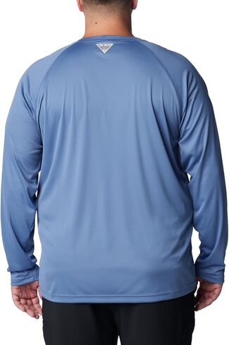 Columbia Men's Terminal Tackle Long Sleeve Shirt, Bluestone/Collegiate Navy Logo, X-Large in Saudi Arabia