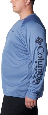 Columbia Men's Terminal Tackle Long Sleeve Shirt, Bluestone/Collegiate Navy Logo, X-Large in Saudi Arabia