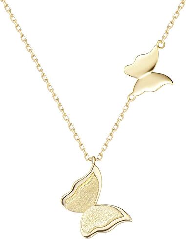 FANCIME 14K Solid Gold Double Cute Butterfly Pendant Necklace Fine Jewelry Anniversary Valentines Day Birthday Gifts for Women Girls, 16 + 2" Extender in Saudi Arabia