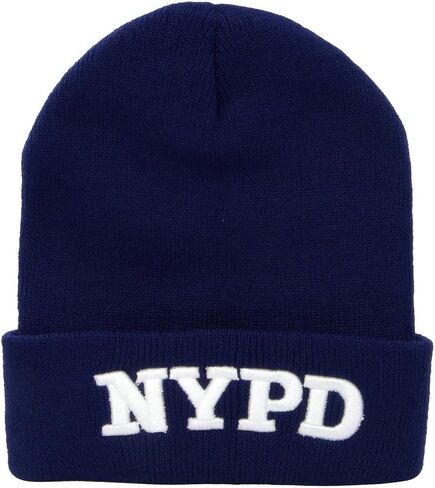 Police Beanie Hat Navy Embroidered Knit Winter New York Skull Cap in Saudi Arabia